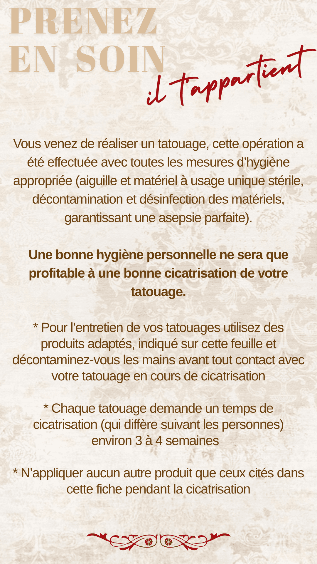 Fiche de soin 1